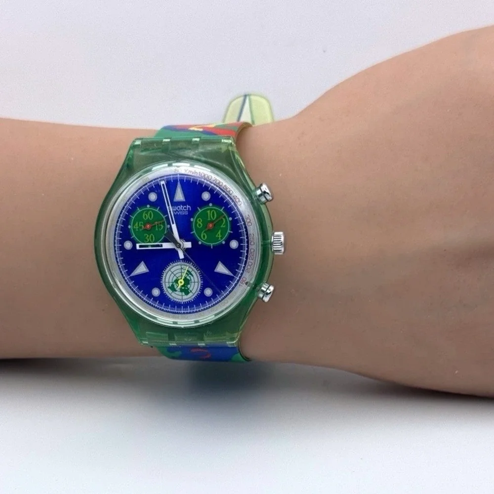 SWATCH WATCH UN UNITED NATIONS CHRONOGRAPH  50 ANNIVERSARY WRISTWATCH SWISS 1990
